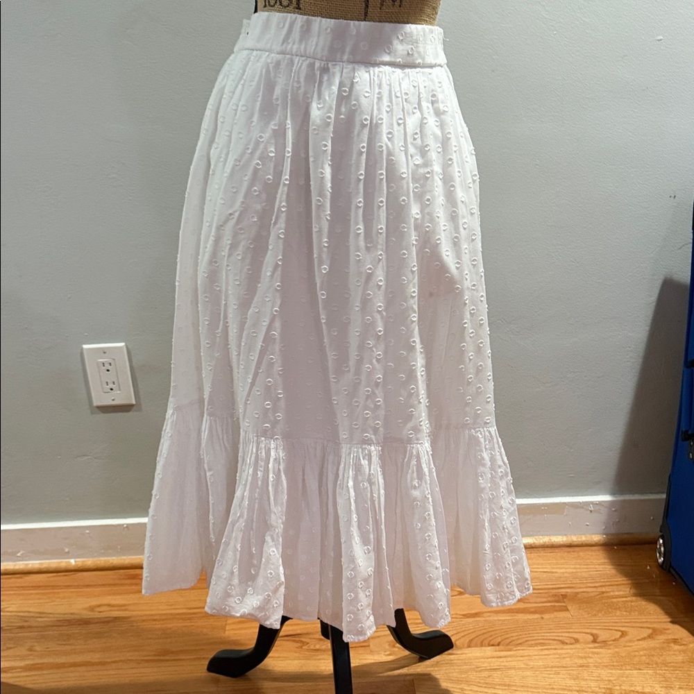 J. Crew White Eyelet Midi Skirt